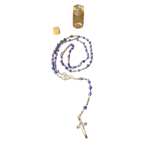 TERÇO CRISTAL NA GARRAFA NOSSA SENHORA APARECIDA CORES SORTIDAS 4MM PRATEADO (12 UNIDADES)