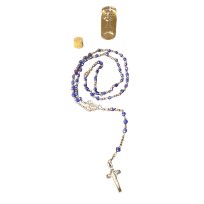 TERÇO CRISTAL NA GARRAFA NOSSA SENHORA APARECIDA CORES SORTIDAS 4MM PRATEADO (12 UNIDADES)