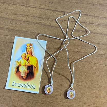 ESCAPULÁRIO CORDINHA SAGRADO CORAÇÃO DE JESUS E NOSSA SENHORA DO CARMO (12 UNIDADES)