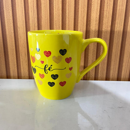 CANECA AMARELA DE PORCELANA FÉ (1 UNIDADE)