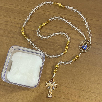 TERÇO DE NOIVA CRISTAL NOSSA SENHORA APARECIDA MOD8 10MM (1 UNIDADE)