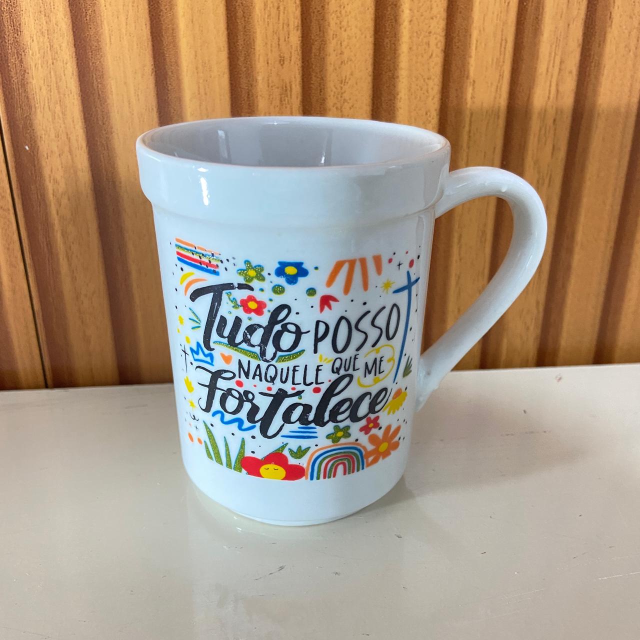 CANECA BRANCA TUDO POSSO NAQUELE... 220ML (1 UNIDADE)