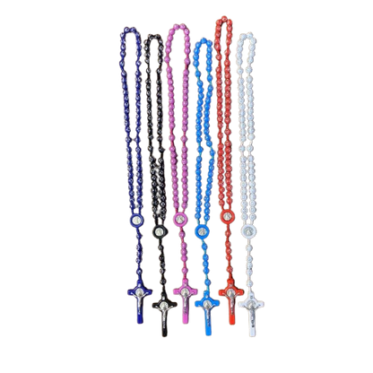 TERÇO NOSSA SENHORA APARECIDA CONTAS DECORADAS CORES SORTIDAS (6 UNIDADES)