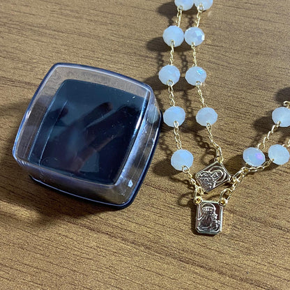 PULSEIRA ESCAPULARIO CRISTAL BRANCO (3 UNIDADES)
