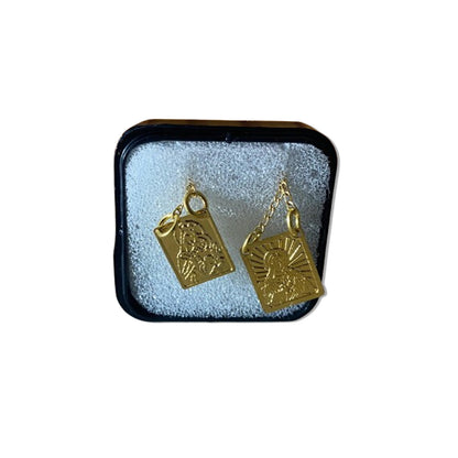 ESCAPULÁRIO DOURADO SAGRADO CORAÇÃO DE JESUS E NOSSA SENHORA DO CARMO MOD2  (6 UNIDADES)