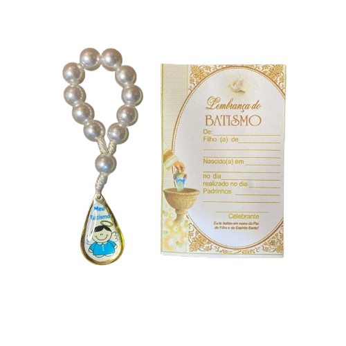 DEZENA DE DEDO PEROLA GOTA LEMBRANÇA BATISMO AZUL 6MM (6 UNIDADES)