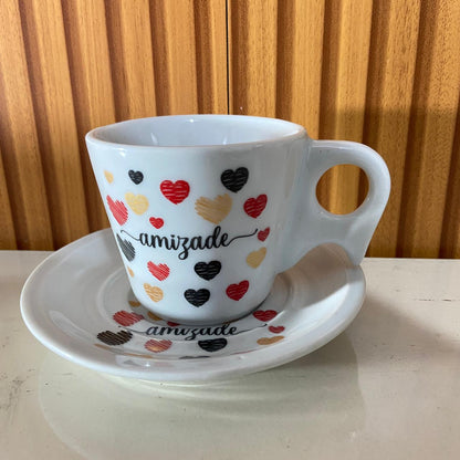 XÍCARA COM PIRES AMIZADE 200ML (1 UNIDADE)
