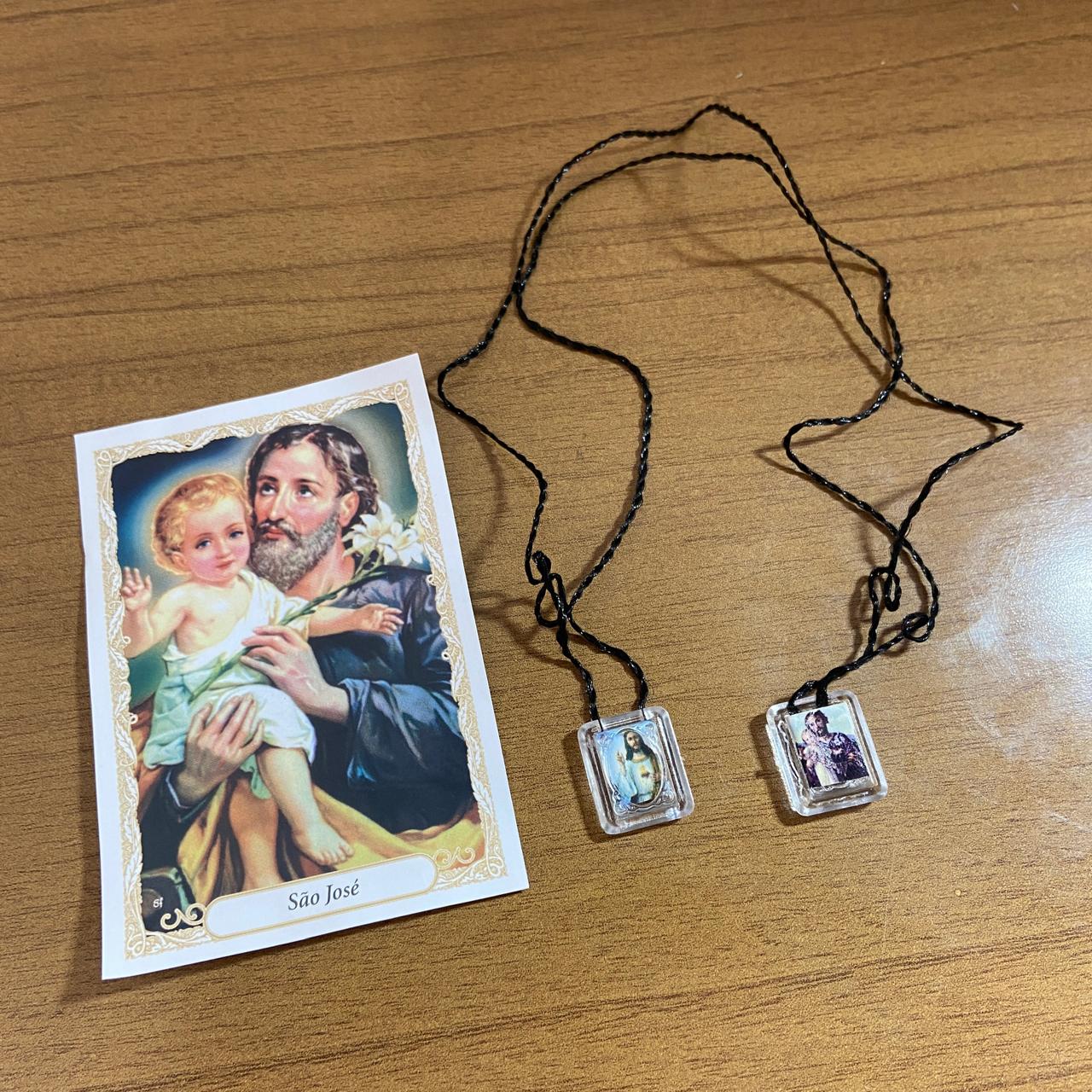 ESCAPULÁRIO CORDINHA SAGRADO CORAÇÃO DE JESUS E SÃO JOSÉ (12 UNIDADES)