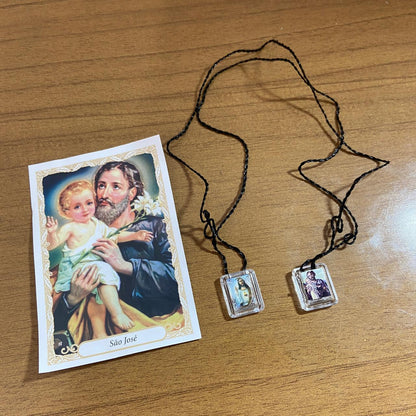 ESCAPULÁRIO CORDINHA SAGRADO CORAÇÃO DE JESUS E SÃO JOSÉ (12 UNIDADES)