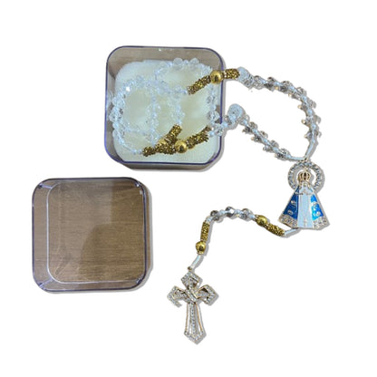 TERÇO DE NOIVA CRISTAL NOSSA SENHORA APARECIDA MOD5 10MM (1 UNIDADE)