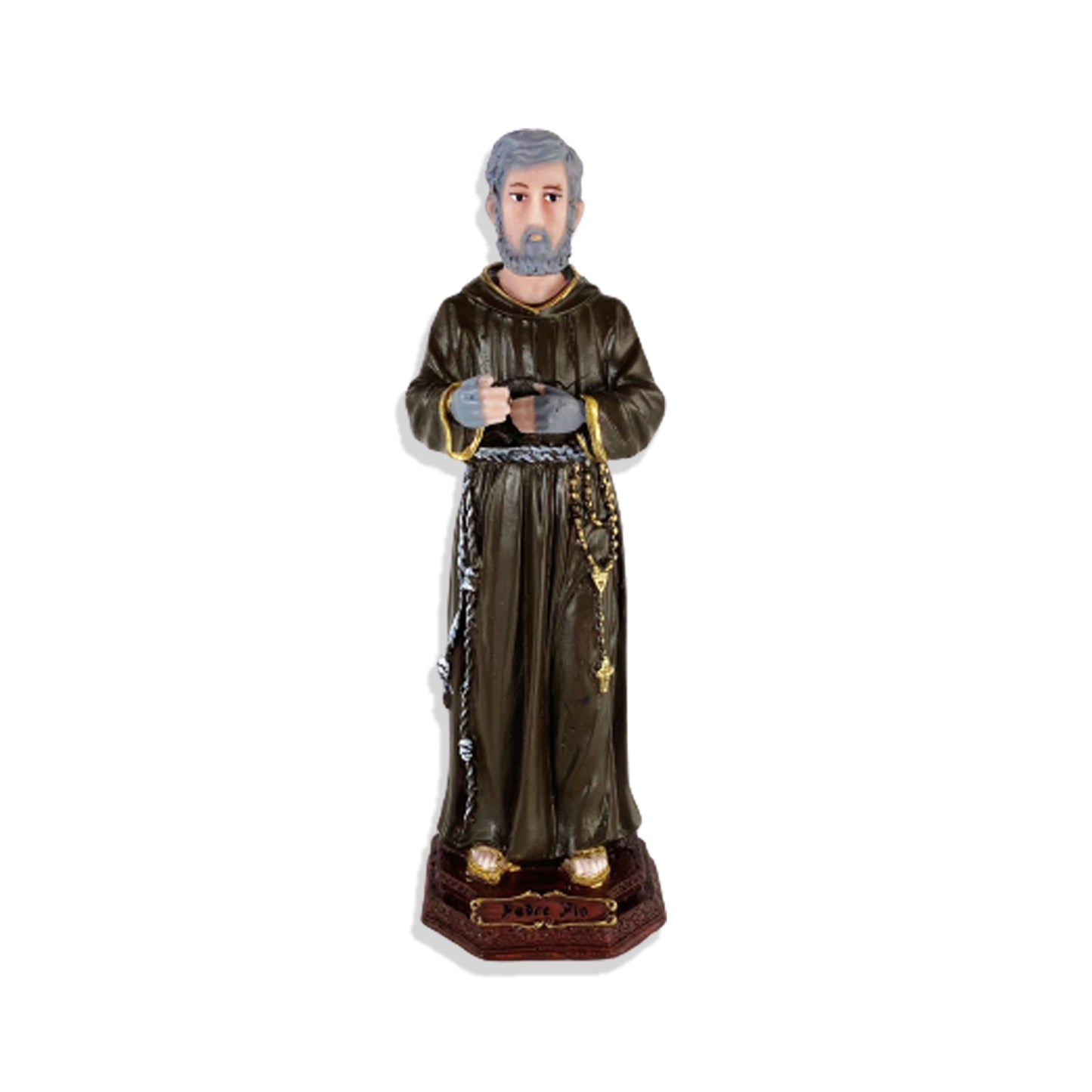 IMAGEM DE RESINA NACIONAL SANTO PADRE PIO 20CM (1 UNIDADE)