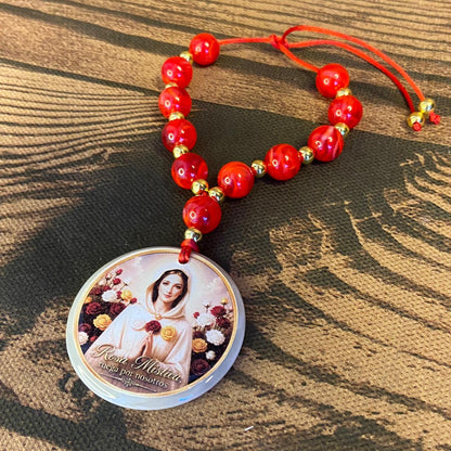 DEZENA PEDRARIAS MEDALHÃO RESINADO  NOSSA SENHORA ROSA MÍSTICA 12MM (1 UNIDADE)