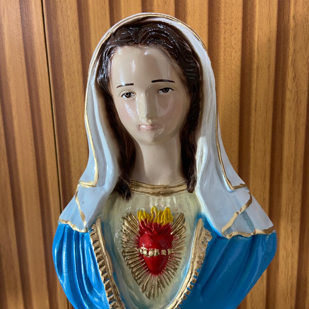 BUSTO DE GESSO IMACULADO CORAÇÃO DE MARIA 24CM (1 UNIDADE)
