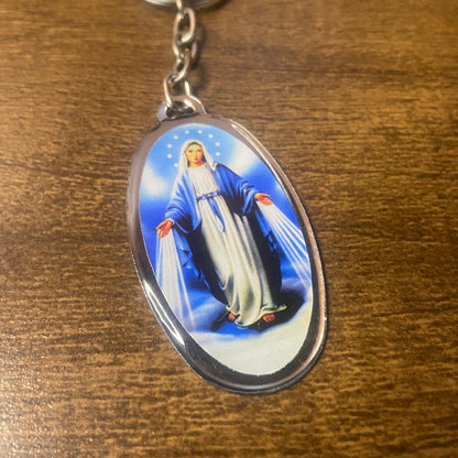 CHAVEIRO METAL OVAL RESINADO NOSSA SENHORA DAS GRAÇAS (6 UNIDADES)