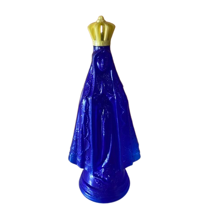 GARRAFA PORTA AGUA BENTA NOSSA SENHORA APARECIDA AZUL COM TAMPA DOURADA 350ML (1 UNIDADE)