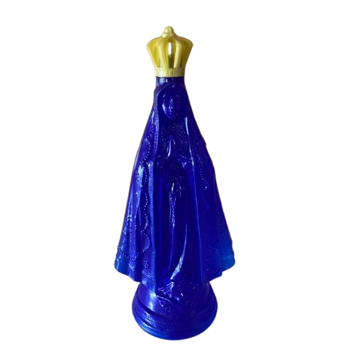 GARRAFA PORTA AGUA BENTA NOSSA SENHORA APARECIDA AZUL COM TAMPA DOURADA 350ML (1 UNIDADE)