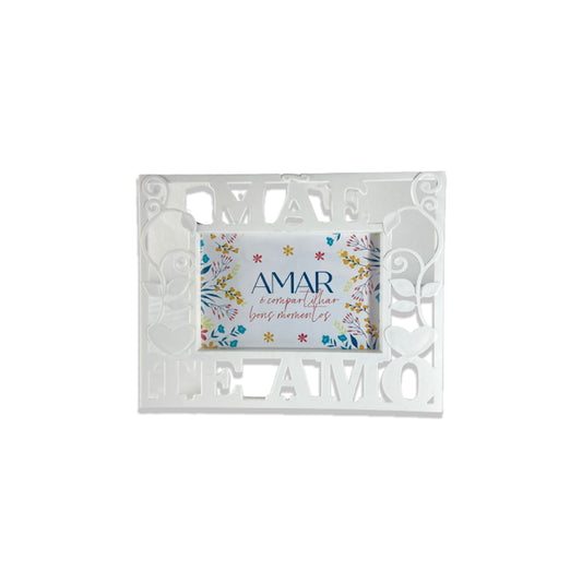PORTA RETRATO MÃE TE AMO BRANCO (1 UNIDADE)