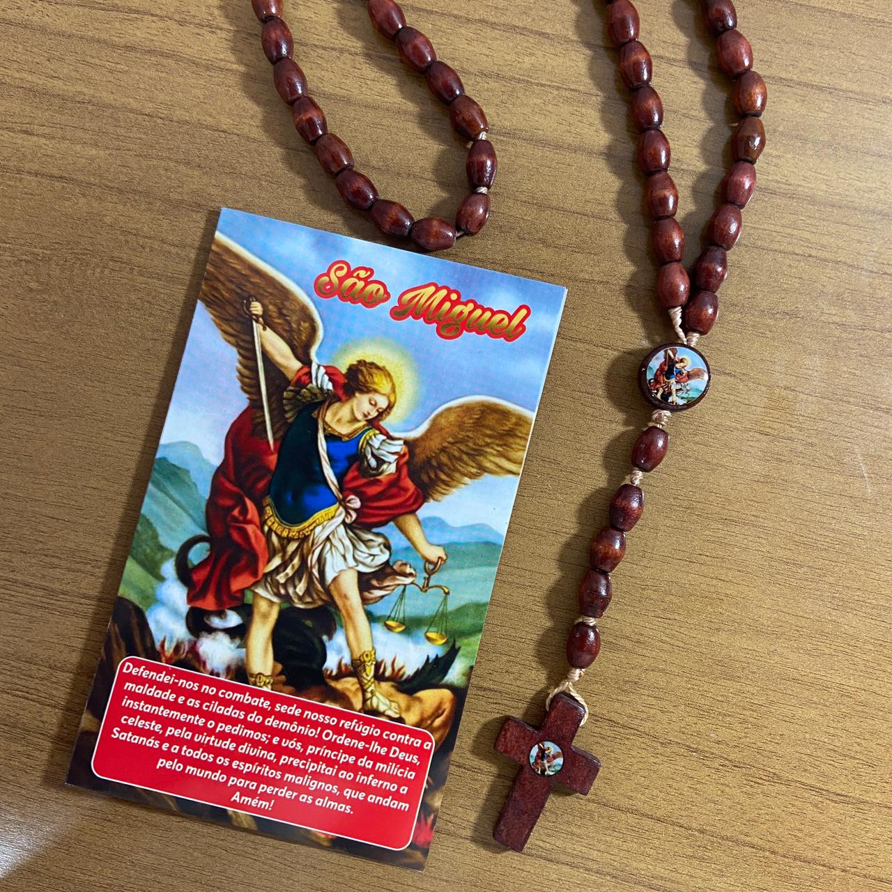 TERÇO DE MADEIRA SÃO MIGUEL ARCANJO MOD3 8MM (3 UNIDADES)