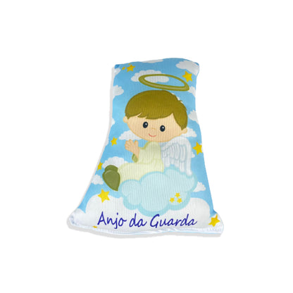 ALMOFADA PEQUENA COM ORAÇÃO ANJO DA GUARDA AZUL (1 UNIDADE)