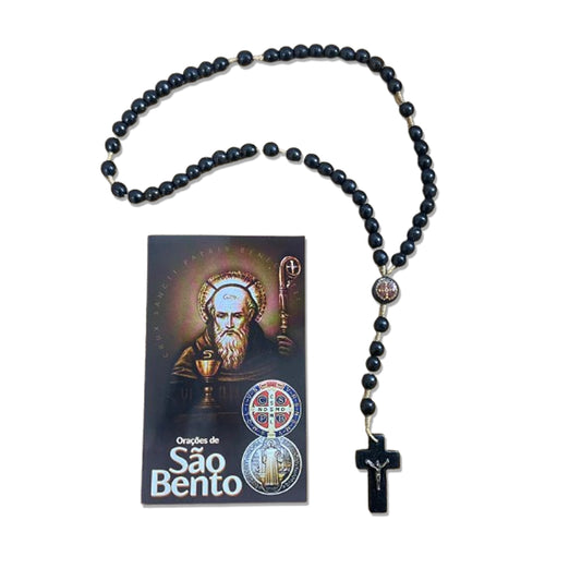 TERÇO DE MADEIRA SÃO BENTO PRETO MOD2 08MM (3 UNIDADES)