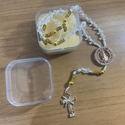 TERÇO DE NOIVA CRISTAL NOSSA SENHORA APARECIDA MOD7 10MM (1 UNIDADE)