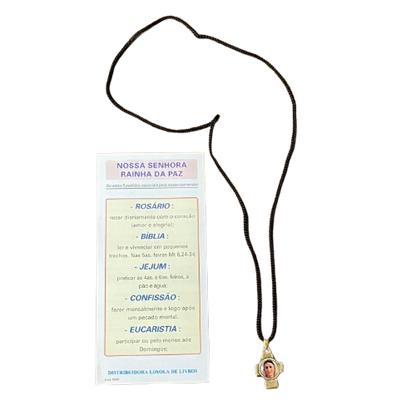 CORDÃO COM MEDALHA DOURADA RESINADA RAINHA DA PAZ  (1 UNIDADES)