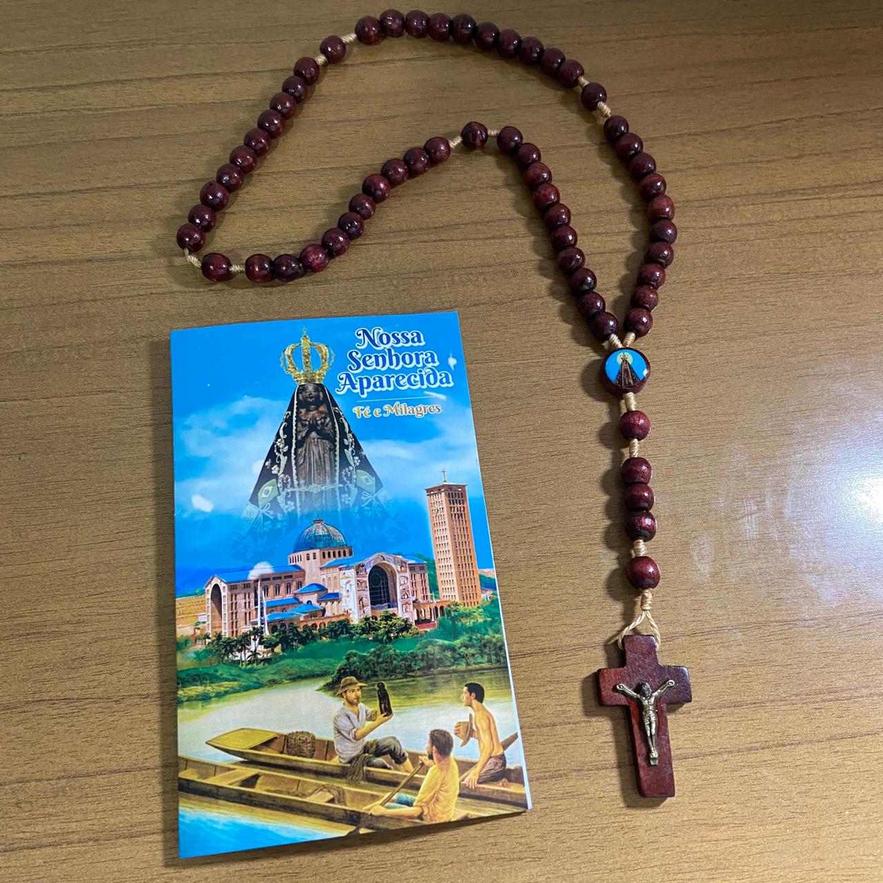 TERÇO DE MADEIRA NOSSA SENHORA APARECIDA 08MM MOD02 (3 UNIDADES)