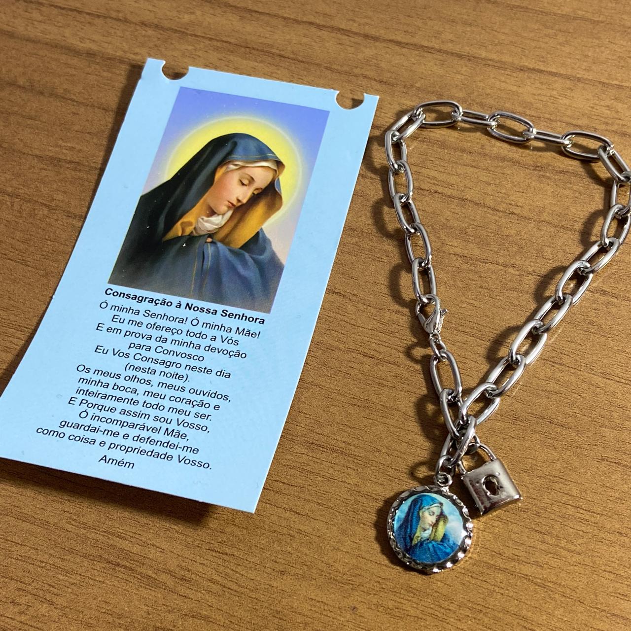 PULSEIRA CADEADO NOSSA SENHORA DAS DORES NA CARTELA (3 UNIDADES)