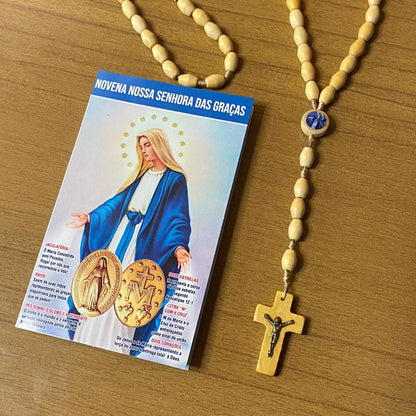 TERÇO DE MADEIRA NOSSA SENHORA DAS GRAÇAS MOD3 08MM (3 UNIDADES)