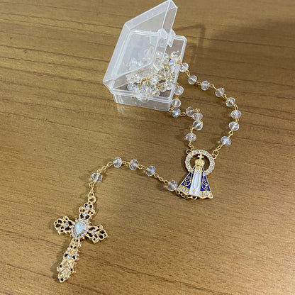 TERÇO DE NOIVA CRISTAL TRANSPARENTE NOSSA SENHORA APARECIDA 06MM (1 UNIDADE)