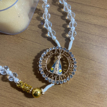 TERÇO DE NOIVA CRISTAL NOSSA SENHORA APARECIDA MOD7 10MM (1 UNIDADE)