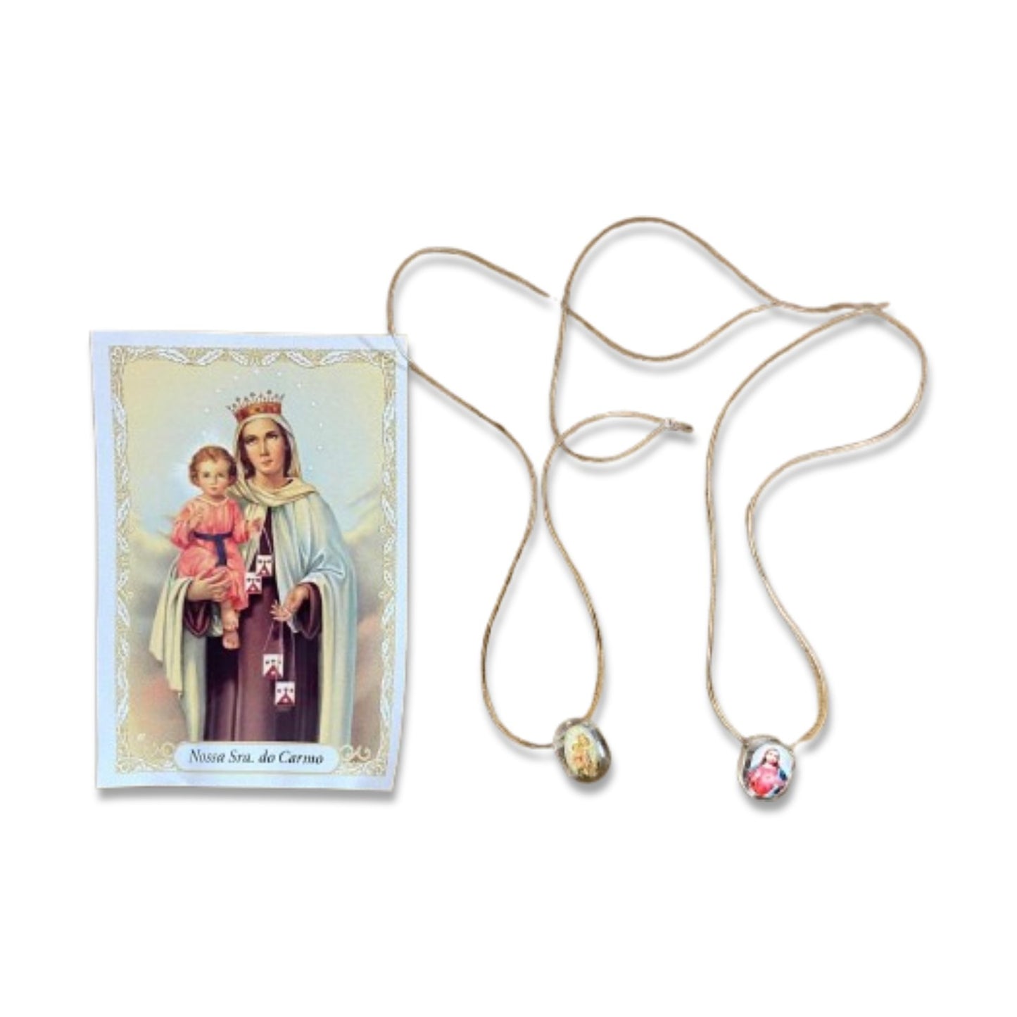 ESCAPULÁRIO SILICONE SAGRADO CORAÇÃO DE JESUS E NOSSA SENHORA DO CARMO (12 UNIDADES)