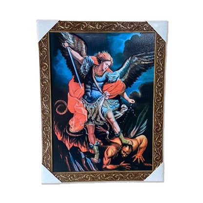QUADRO COM MOLDURA RESINADO SÃO MIGUEL ARCANJO 44CMX34CM (1 UNIDADE)