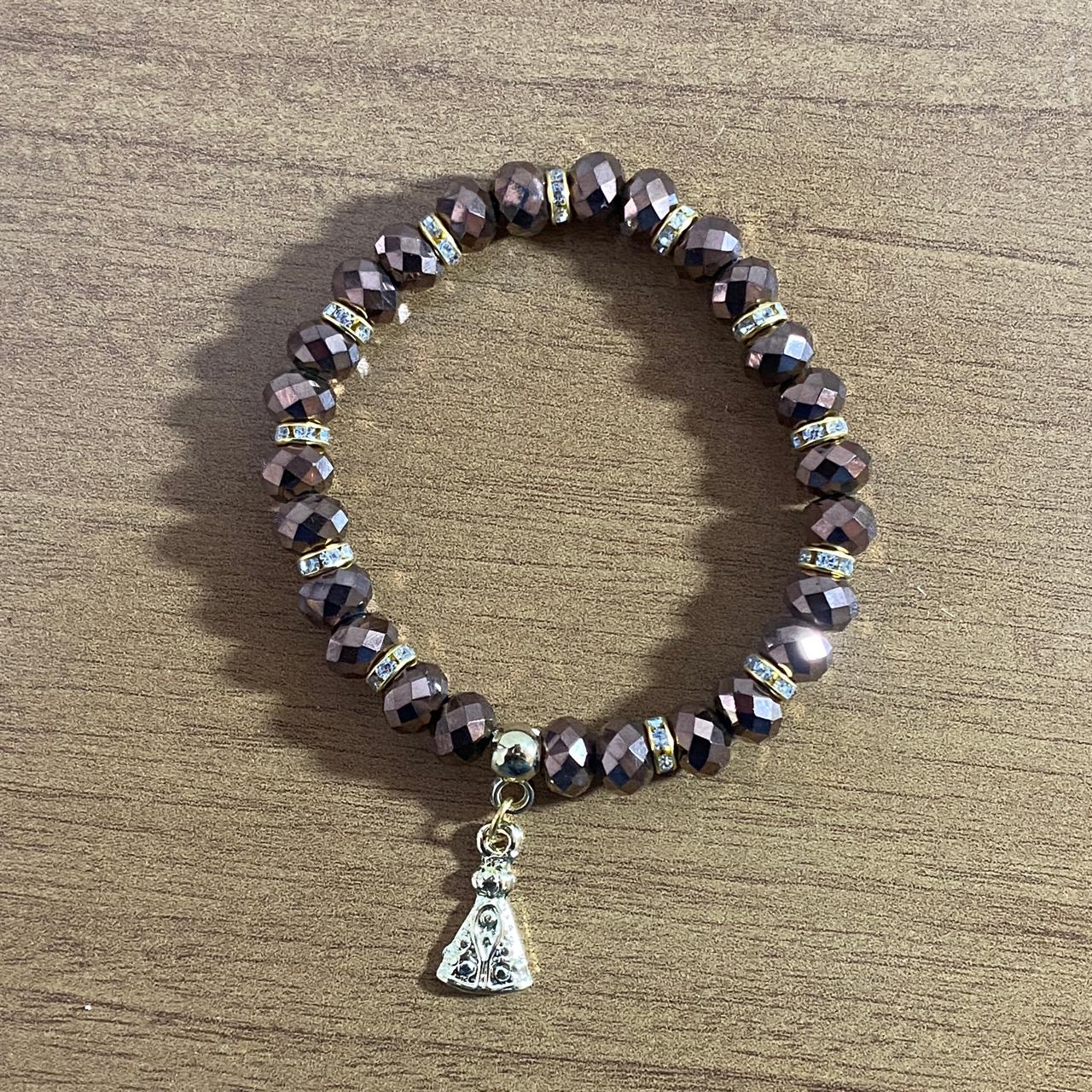PULSEIRA CRISTAL MARROM NOSSA SENHORA APARECIDA  (06 UNIDADES)