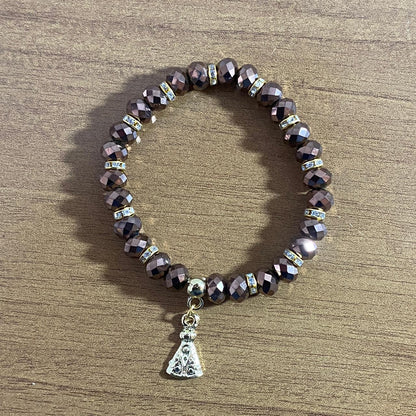 PULSEIRA CRISTAL MARROM NOSSA SENHORA APARECIDA  (06 UNIDADES)
