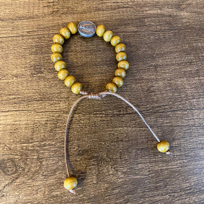 PULSEIRA DE MADEIRA MARROM REGULAVEL NOSSA SENHORA APARECIDA (3 UNIDADES)