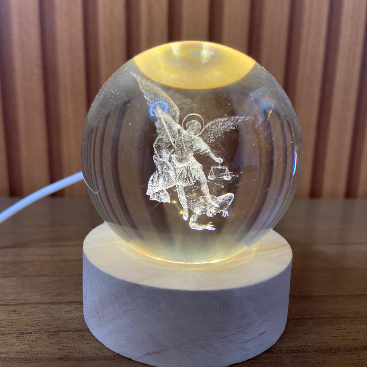 LUMINÁRIA LED BOLA DE VIDRO SÃO MIGUEL ARCANJO (1 UNIDADE)