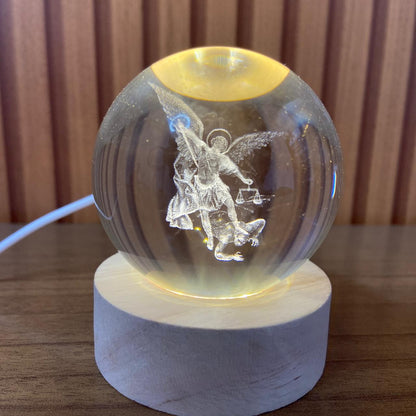 LUMINÁRIA LED BOLA DE VIDRO SÃO MIGUEL ARCANJO (1 UNIDADE)