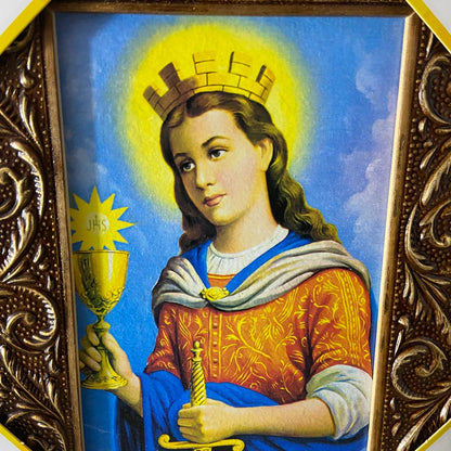 QUADRO COM MOLDURA RESINADO SANTA BÁRBARA 20,5X15,5 (1 UNIDADE)