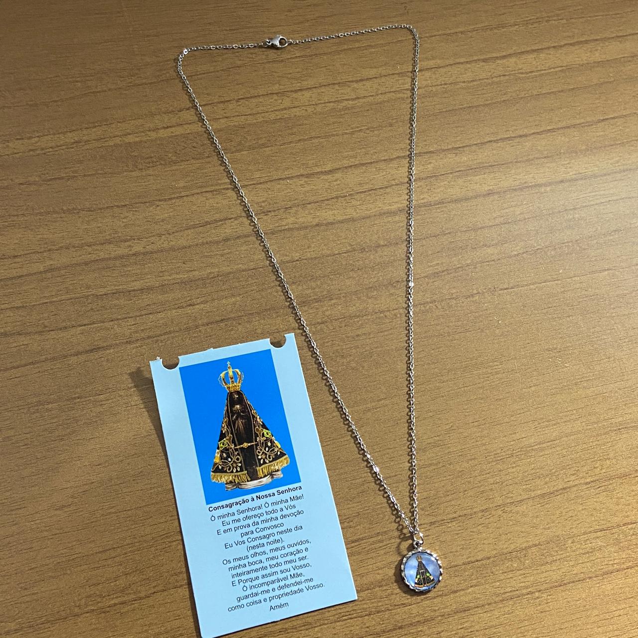 CORRENTE INOX COM MEDALHA RESINADA NOSSA SENHORA APARECIDA (3 UNIDADES)