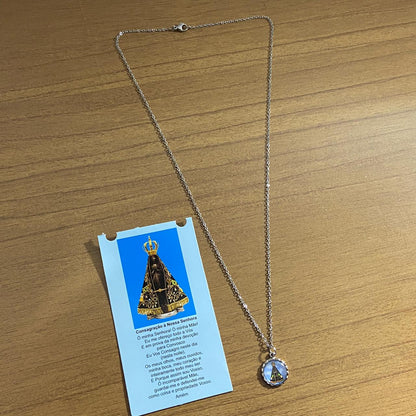 CORRENTE INOX COM MEDALHA RESINADA NOSSA SENHORA APARECIDA (3 UNIDADES)