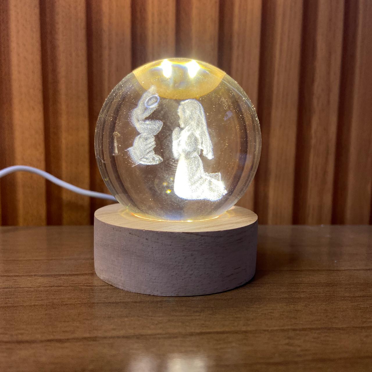 LUMINÁRIA LED BOLA DE VIDRO PRIMEIRA EUCARISTIA MENINA (1 UNIDADE)