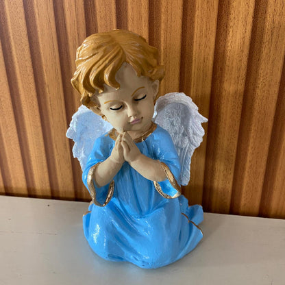 IMAGEM DE RESINA NACIONAL ANJINHO AZUL REZANDO 15CM (1 UNIDADE)