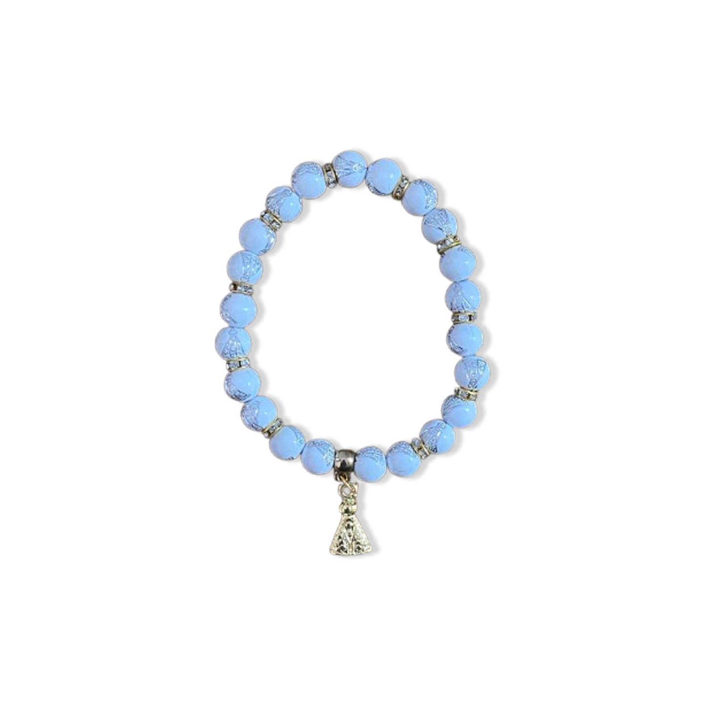 PULSEIRA PÉROLA CONTAS DECORADAS BRANCA NOSSA SENHORA APARECIDA  (06 UNIDADES)