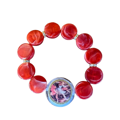 PULSEIRA ACRÍLICA COM MEDALHA RESINADA SÃO MIGUEL ARCANJO  (03 UNIDADES)
