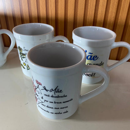 CANECA BRANCA MÃE - FRASES SORTIDAS 220ML (1 UNIDADE)