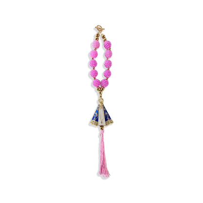 DEZENA PARA CARRO NOSSA SENHORA APARECIDA AMORA ROSA  14MM (3 UNIDADES)
