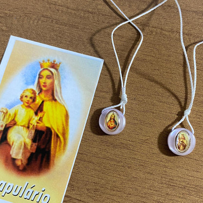 ESCAPULÁRIO CORDINHA SAGRADO CORAÇÃO DE JESUS E NOSSA SENHORA DO CARMO (12 UNIDADES)