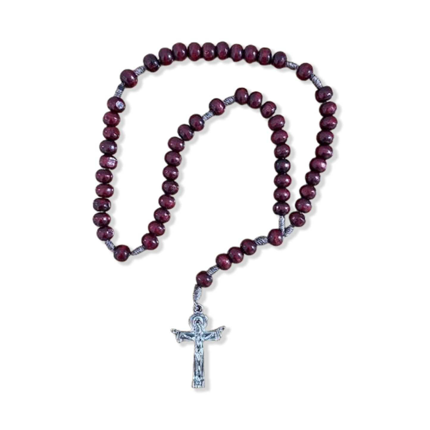 TERÇO DE MADEIRA CRUZ SANTISSIMA TRINDADE 08MM  (7 UNIDADES)