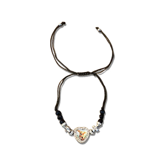 PULSEIRA REGULÁVEL CRISTAL PRETO COM MEDALHA RESINADA SÃO MIGUEL ARCANJO  ( 01 UNIDADE)